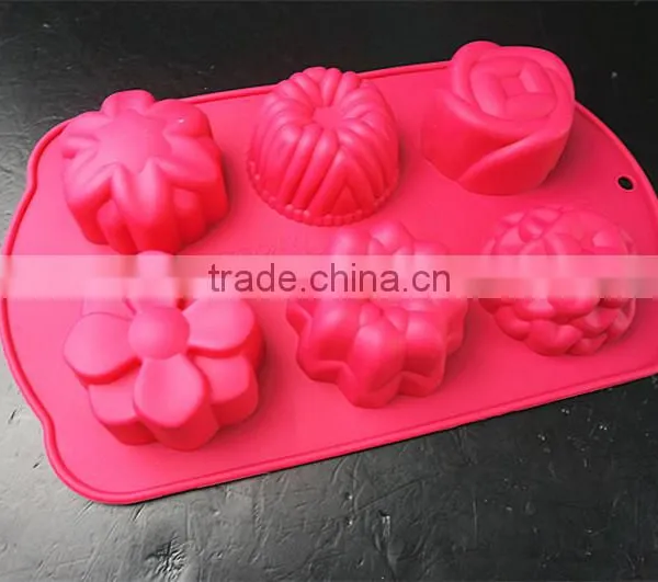 11031 Six Flower Shaped Promotional Gift Silicone Cake Mold photo-4