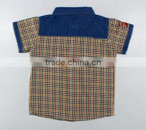 2016 New Design Boy's Short Shirt /100% Cotton Paid Shirt/embroidered photo-2