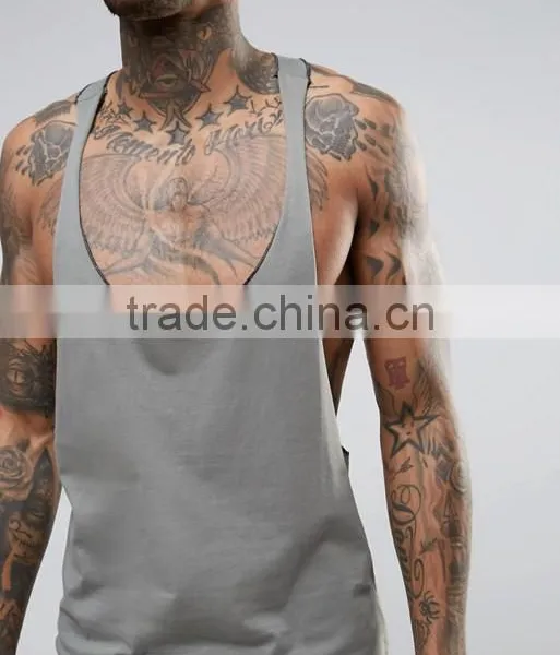 Xinlan High Quality New Design Summer Custom Dark Grey Gym Wear Comfortable 100% Cotton Casual Men's Sport Tank Tops photo-3
