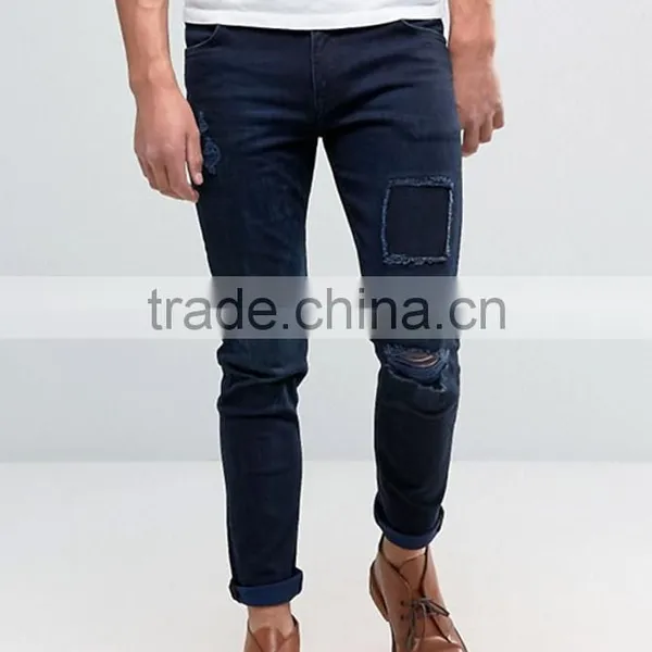 2017 New Pattern Patch Jeans for Men OEM Wholesale High Quality Logo Custom Design Men Jeans photo-2