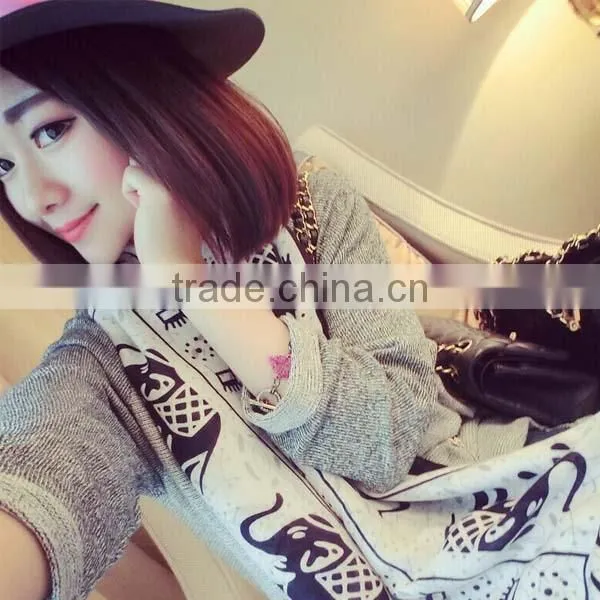 Long Style Spring 2017 Girl Scarf New Model Bohemia Wind Cotton Material Elephant Printed Pattern Women Muffler photo-3