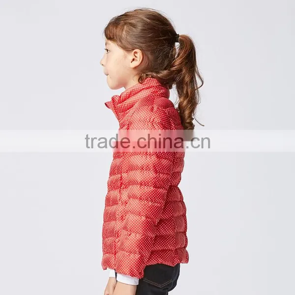 Girls Light Warm Padded Jacket in Red Printed Colour photo-2
