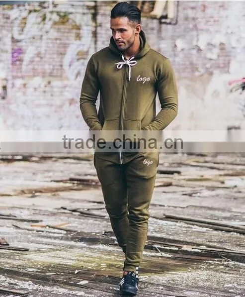 100% Cotton Gym Tracksuit Mens Slim Fit Tracksuits Custom Your Own photo-2