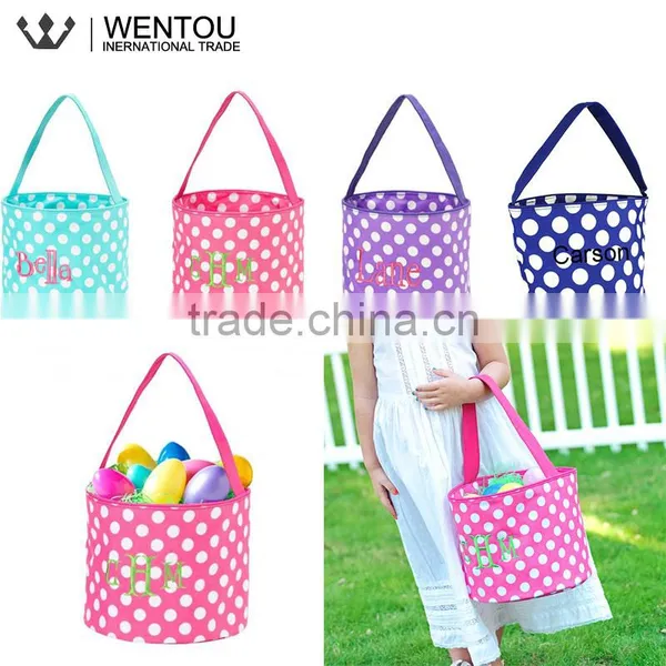 Monogrammed Chevron Polka Dot Easter Trick Or Treat Bag photo-3