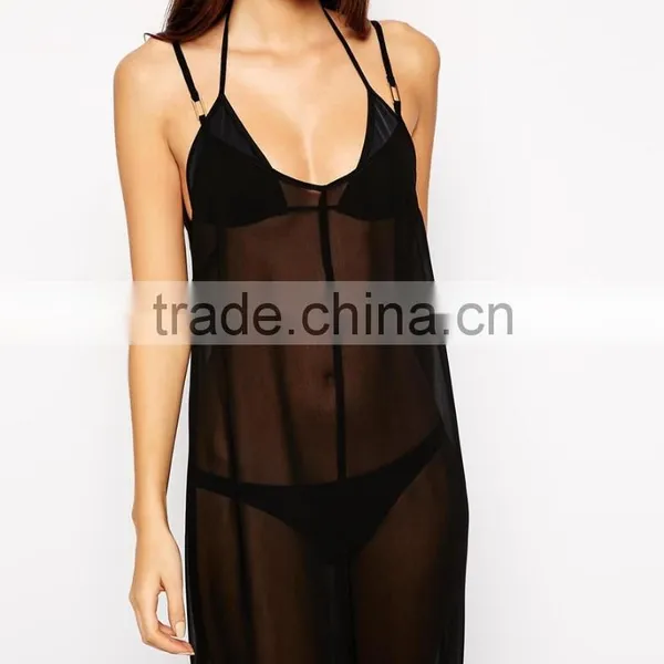 Split Front Sheer Maxi Beach Dress photo-4