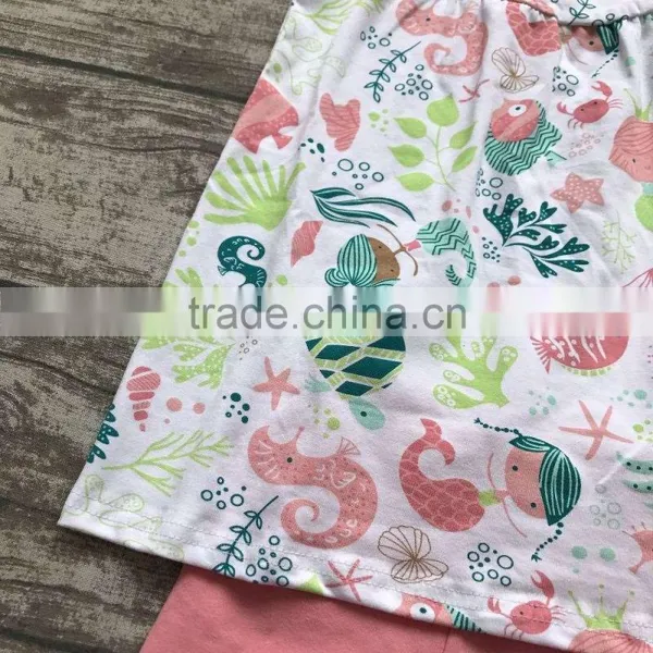 Summer Baby Girls Clothes Coral Ocean World Fish Under the Sea Boutique Shorts Cotton Kids Wear Ruffles Match Accessories photo-3