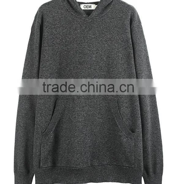 Shantou Manufacturers Mens Wool Pullover Sweater Hoody for Wholesale photo-3
