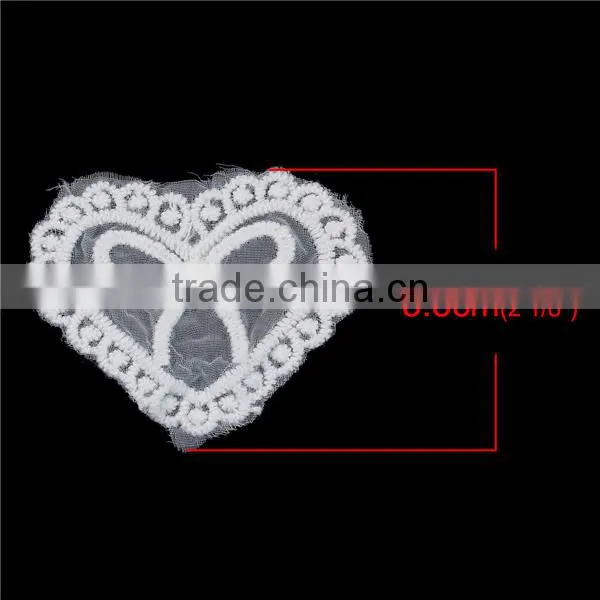 Polyester Appliques Patches DIY Scrapbooking Craft Heart White Bowknot Pattern Embroidery Sew On Badge Patches photo-2