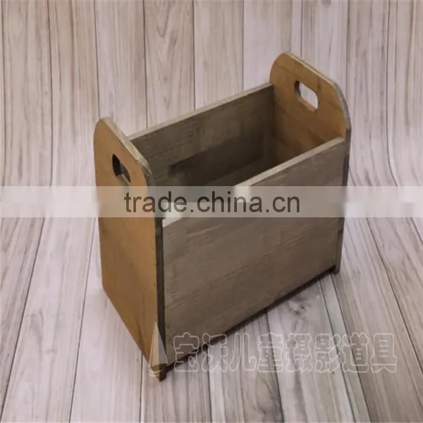 Rustic Wooden Slat Crate Bed Sturdy Newborn Props photo-3