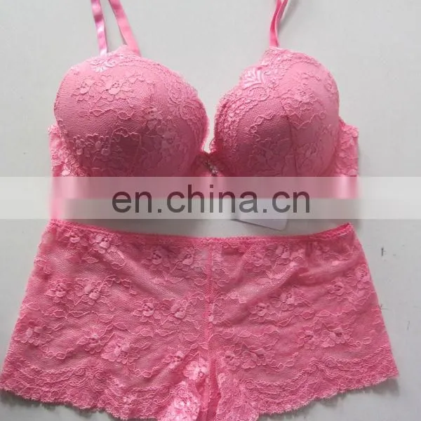 Missadola Plus Size Lace Big Padding Cup Brassiere Boyshort Panty Bra Set Underwear