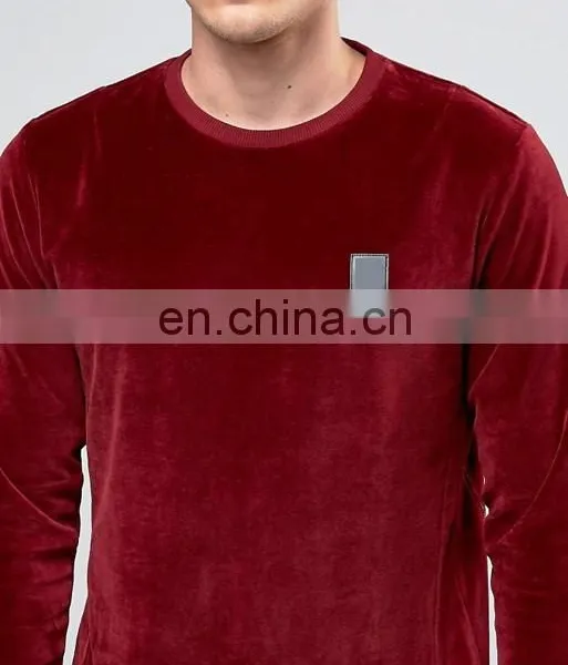 Soft Velour And Ribbed Trims Embroidered Logo Sweatshirt Fashion photo-3