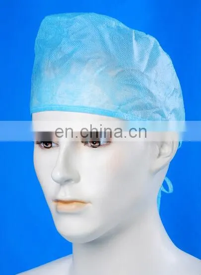 Blue SMS Disposable Hair Nets/Nonwoven Doctor Cap/Surgeon Cap With Tie photo-3