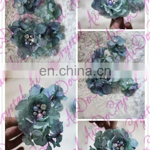 Aidocrystal Handmade Artificial Hair Flower With Pealrs Rhinestone Bridal Hair Comb Accessories photo-3