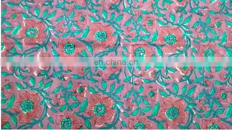 Handmade Pure Cotton Block Printed Fabric Sanganeri Jaipuri Floral Fabric / Fabric / 100% Cotton Fabric
