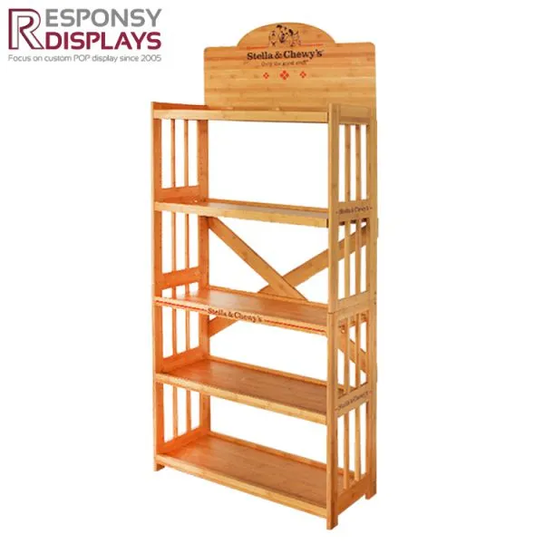 Hot Sale Customized 5 Layer Bamboo Floor Display Stand for Pet Products photo-3