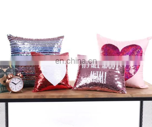 Custom Design Reversible Sequins Heart Mermaid Magic Cushion Pillow Covers Decorative photo-3