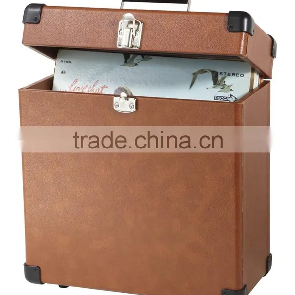 Leather Record Case Carrier for 30+ Albums,300LP Vinyl 7 Record Flight Box,DJ Flight Case Record Box photo-3