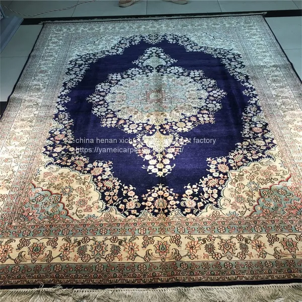 5x8ft Royal Blue Handmade Silk Persian Carpet for Sitting Room and Bedding Room photo-4