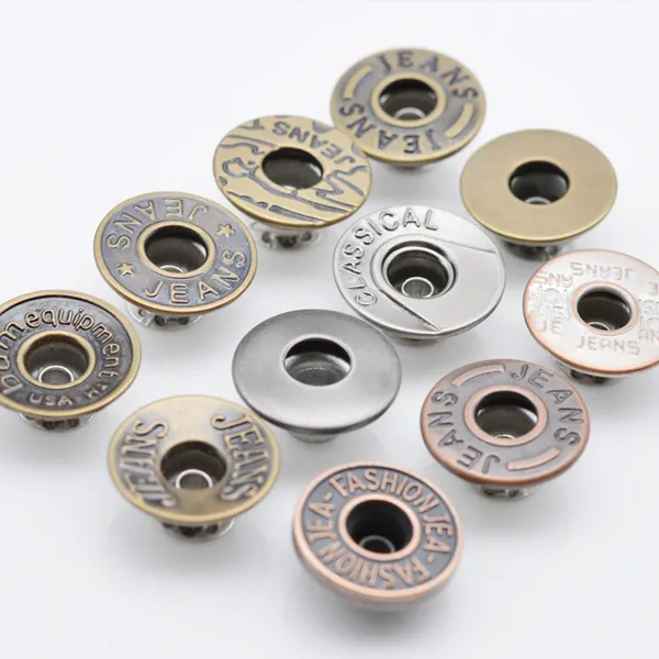 17mm Brass Open Hole Single Pin Jeans Button With Logo With Aluminum Nail photo-4