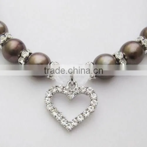 Rhinstone Heart Charm Pearl Pet Necklace Jewelry for Cat Dogs photo-5