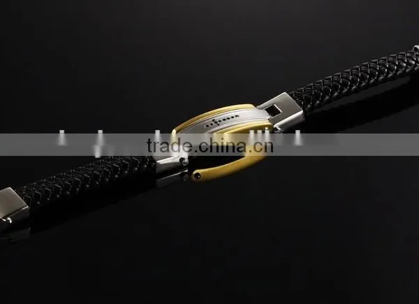 2016 Trendy Genuine Leather Bracelets 316L Stainless Steel Man Bracelet Paypal Accept photo-5