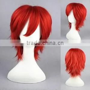 High Quality 35cm Short Straight Katekyo Hitman Reborn Kozato Enma Wig Red Synthetic Anime Wig Cosplay Hair Wigs Party Wig photo-2