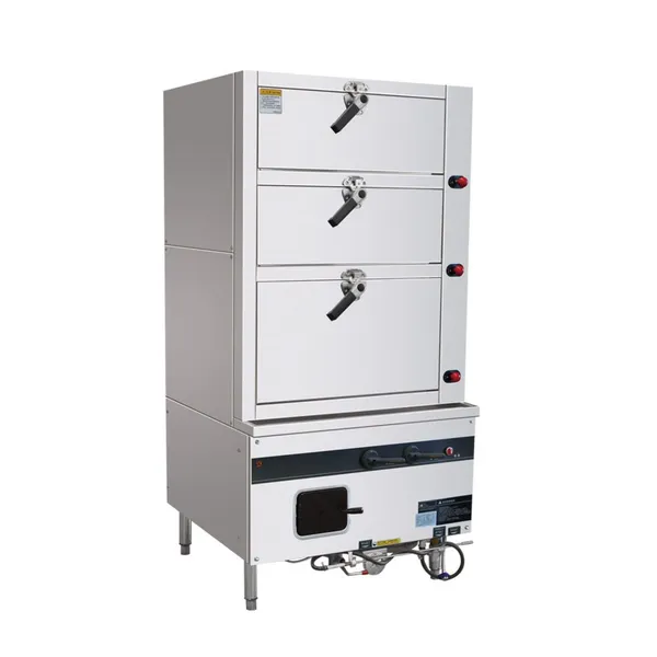 Commercial 3-Door Seafood Steamer with Blower System & DN15 Water Inlet
