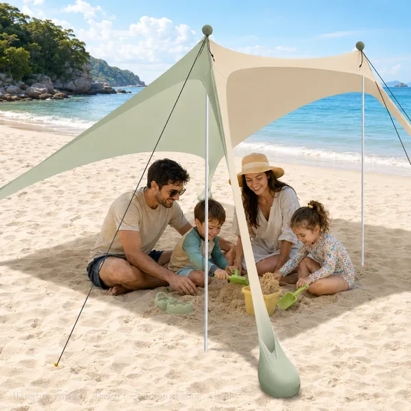 Beach Canopy Tent Sun Shade With UPF 50+ UV Protection, Beach Tent Sun Shelter With Sandbags, for Outdoor, Camping, Backyard and Picnics