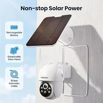 WiFi Solar Powered Security Camera 2K HD 360° Panoramic View IP66 Waterproof Outdoor Surveillance Camera System (4-Camera Kit) photo-3