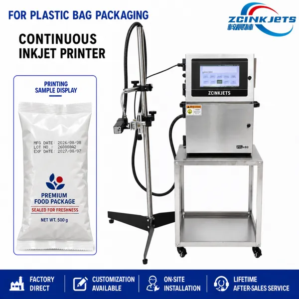 CIJ Inkjet Printer Coding Machine for Plastic Pouches Flexible Packaging