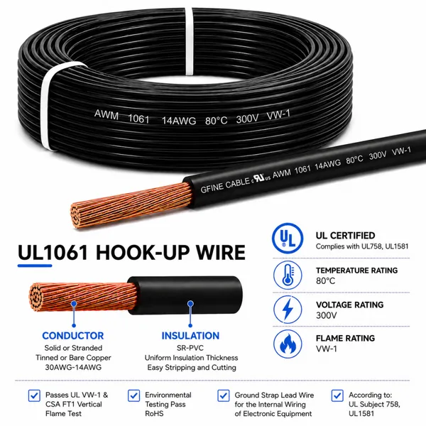 UL1061 HOOK UP WIRE 80ºC 300V SR-PVC INSULATION WIRE