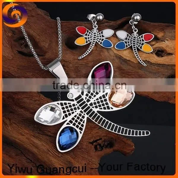 Stainless Steel Dragonfly Young Girl Earring Jewelry Set