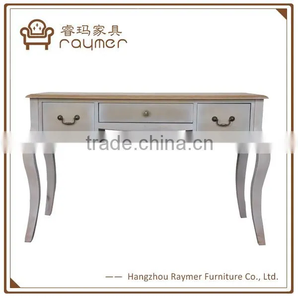 Antique Furniture European Style Light Blue Solid Oak Wood Console Table