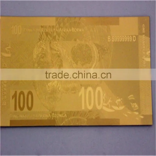 Gold Plated South African 100 Rand Banknotes