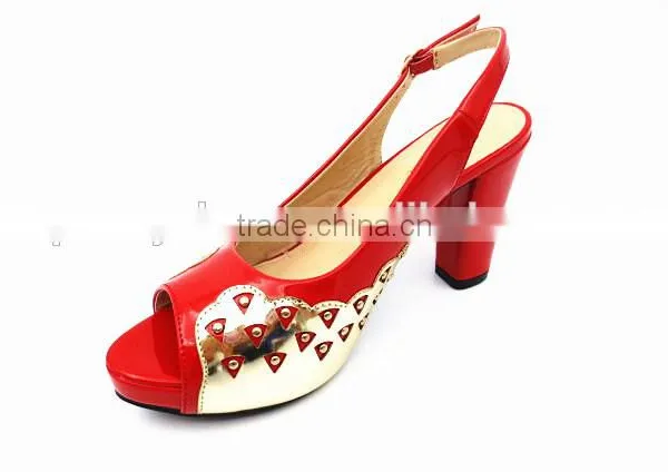 Latest Mix Color High Class Middle Heel Slingback Sandals With Net photo-4