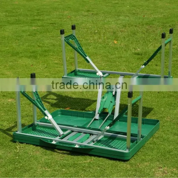 Green Plastic Folding Picnic Table With 4 Chairs Color Green photo-3