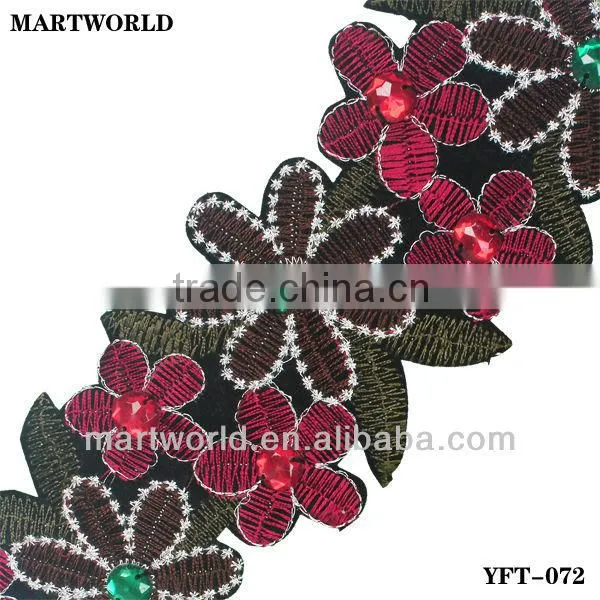 Handmade Embroidery Stone Trim for Indian Saree (YFT-072)