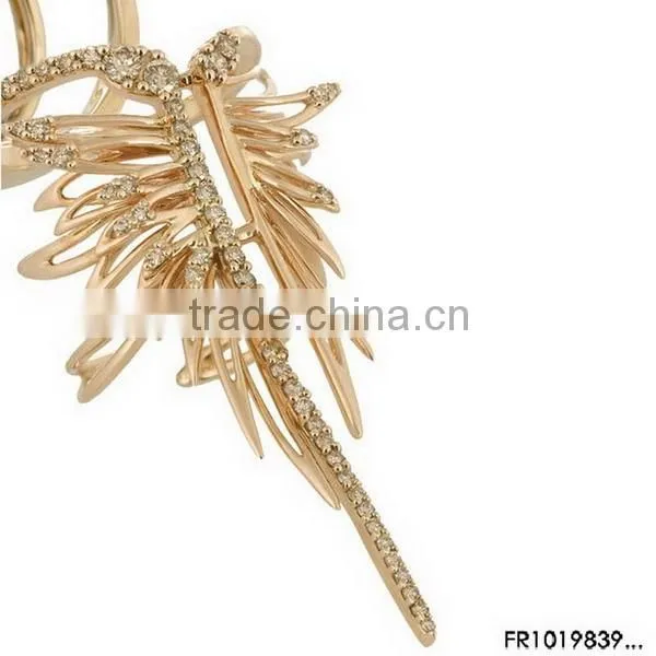 Diamond Mosaic Hinge Knuckle Ring Gold Filigree Wing Ring photo-5