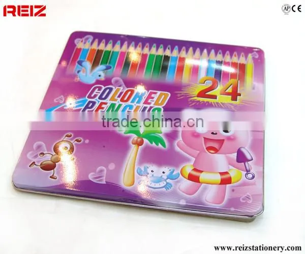 24 Pcs Student Use Tin Box Pack Pencil Tin Box Pack Color Pencil