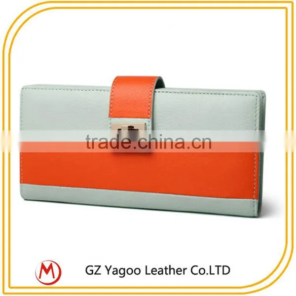 Contrast Color Low Price Ladies Leather Hand Made Wallet Purse photo-2