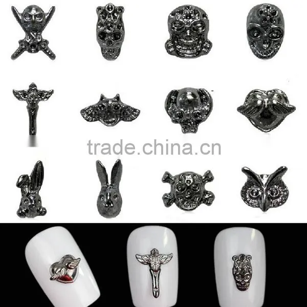 3D Nail Art DIY Rhinestone Decoration Nail Accessories Rock Punk Alloy Skull Rivet Craw For Manicure Tools photo-2