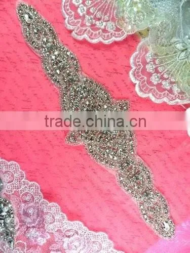 Bridal Beaded Rhinestone Appliques to Sew for Wedding Dresses and Iron on Rhinestones Appliques Wholesale photo-5