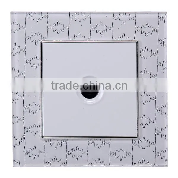 New Design Shining Silver Square Crystal Panel 1 Gang Wall Socket for TV