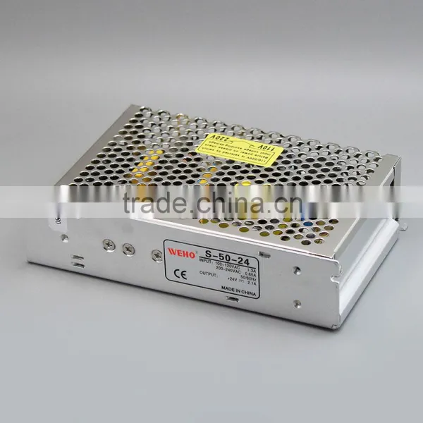 WEHO S-50-24 50W 24V 2.1Amp Output Current 47-63HZ AC-DC Power Supply Manufacturer photo-2