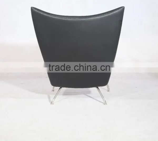 Hans Wegner Leather High Wingback Chair Wing Lounge Chair With Footrest Supplier's Choice photo-5