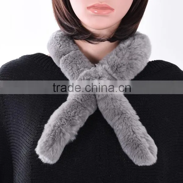 Cute Style Real Rabbit Fur Scarf for Girls and Women KZ160044