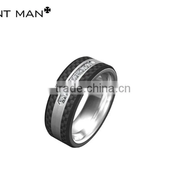 Wholesales High Polish Titanium Rings Black Plating Wedding Band for Men Carbon Fiber Titanium Ring Band photo-6