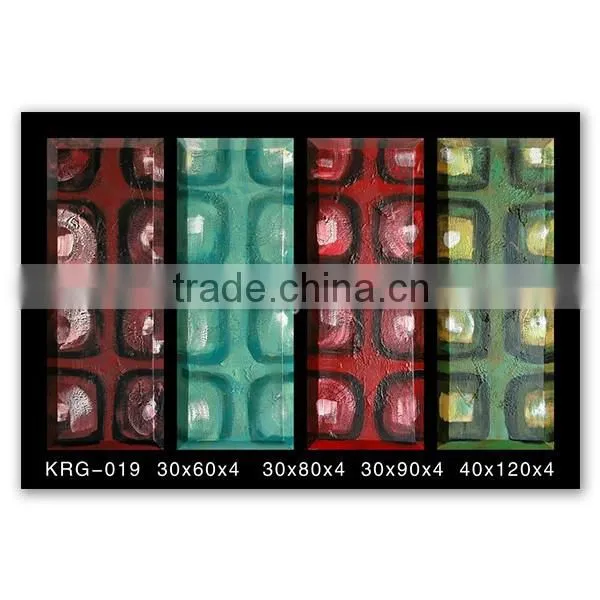 RoyiArt 4 Panels Abstract Oil Painting With Frame Hang on the Wall Decor