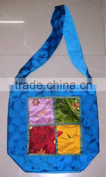 Ethnic Hippe Hobo Silk Jacquaed Patchwork Shoulder Bag Indian hobo shoulder bags