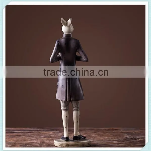 Resin Rabbit Lady and Sir Statue Gentleman Unique Rabbit Figurine for Home Decor photo-3